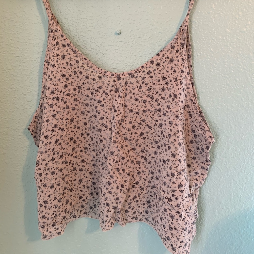 Brandy Melville blue floral crop blouse